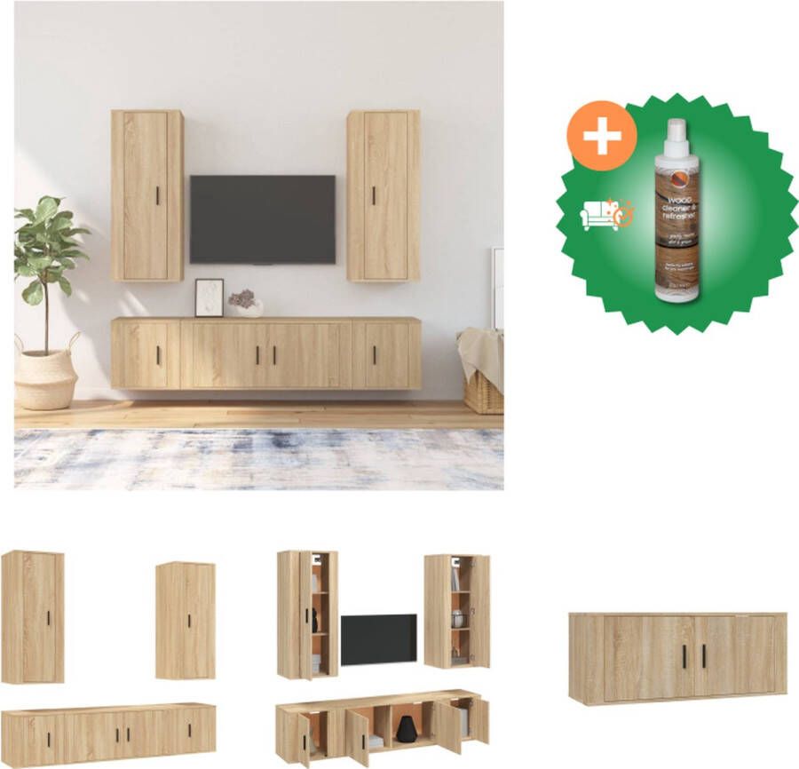 VidaXL TV-meubelset Sonoma Eiken 2x 40x34.5x100cm 1x 100x34.5x40cm 2x 40x34.5x40cm Kast Inclusief Houtreiniger en verfrisser