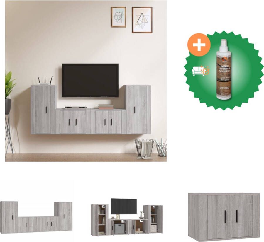 VidaXL Televisiemeubelset Grijs Sonoma Eiken 30.5 x 30 x 90 cm 30.5 x 30 x 60 cm 80 x 30 x 30 cm Kast Inclusief Houtreiniger en verfrisser - Foto 3