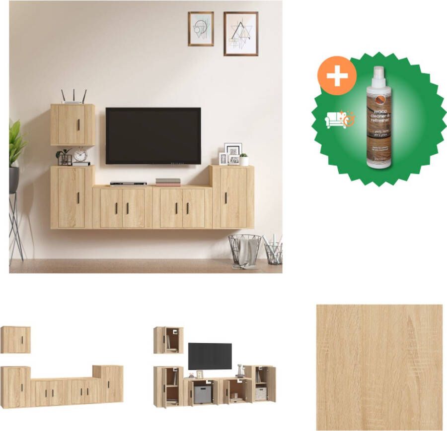 VidaXL TV-meubelset Sonoma eiken 2x 57x34.5x40cm 1x 40x34.5x40cm 2x 40x34.5x60cm Kast Inclusief Houtreiniger en verfrisser