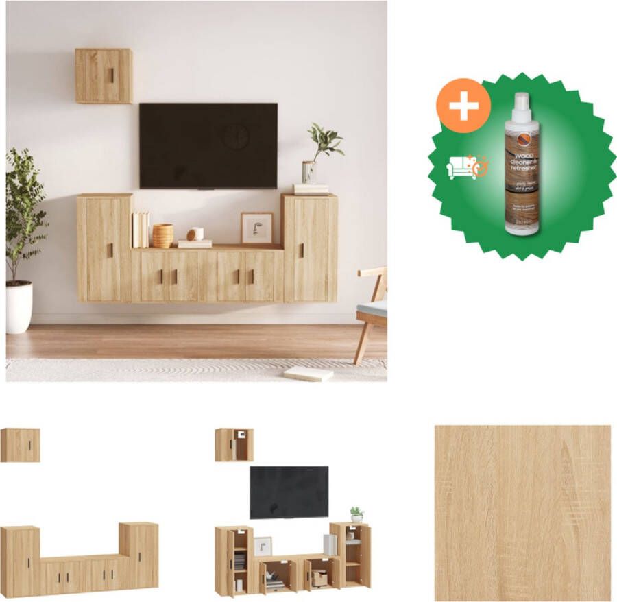 VidaXL tv-meubelset Sonoma eiken 2x 57x34.5x40cm 2x 40x34.5x80cm 1x 40x34.5x40cm Kast Inclusief Houtreiniger en verfrisser