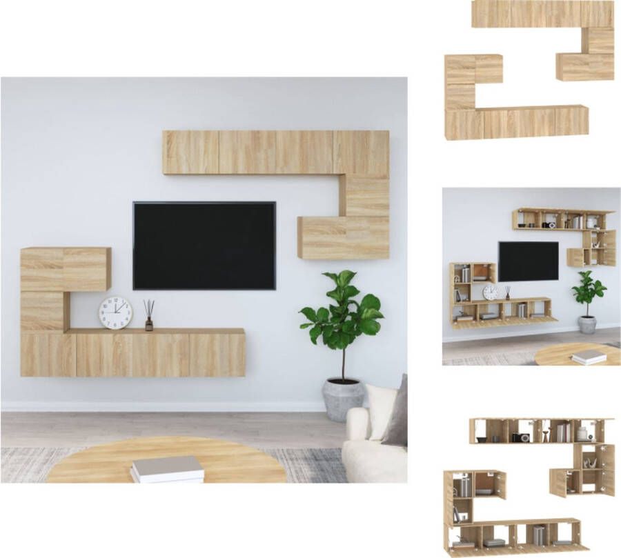 VidaXL Tv-wandmeubel Tv-wandmeubelen Tv-meubel Televisiemeubel Tv-wandmeubel bewerkt hout sonoma eikenkleurig - Foto 2
