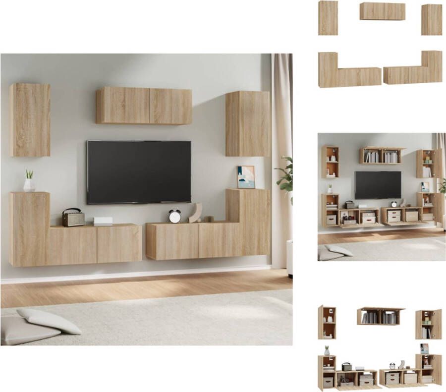 VidaXL Tv-kast Tv-kasten Tv-meubel Hifi-meubel 7-delige Tv-meubelset bewerkt hout sonoma eikenkleurig - Foto 2