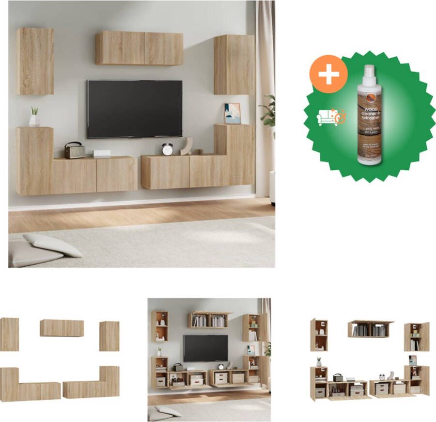 VidaXL Tv-meubelset Sonoma eiken 2x 80x30x30 cm 1x 100x30x30 cm 2x 30.5x30x30 cm Kast Inclusief Houtreiniger en verfrisser