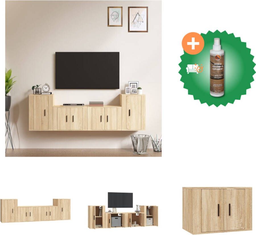 VidaXL TV-meubelset Sonoma Eiken 30.5x30x30 80x30x30cm Duurzaam hout Praktische opbergruimte Wandmontage Kast Inclusief Houtreiniger en verfrisser - Foto 6