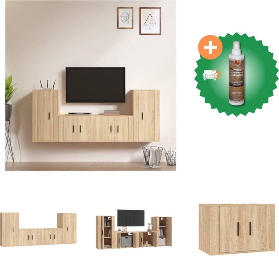 VidaXL TV-meubelset Sonoma Eiken 30.5x30x30 80x30x30cm Duurzaam hout Praktische opbergruimte Wandmontage Kast Inclusief Houtreiniger en verfrisser - Foto 5