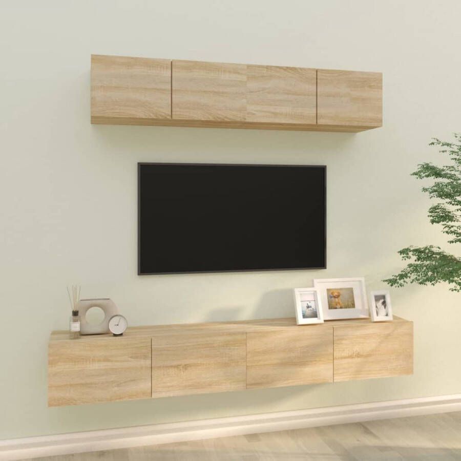 vidaXL TV-meubelset Sonoma Eiken 60x30x30cm 80x30x30cm Stevig en praktisch design