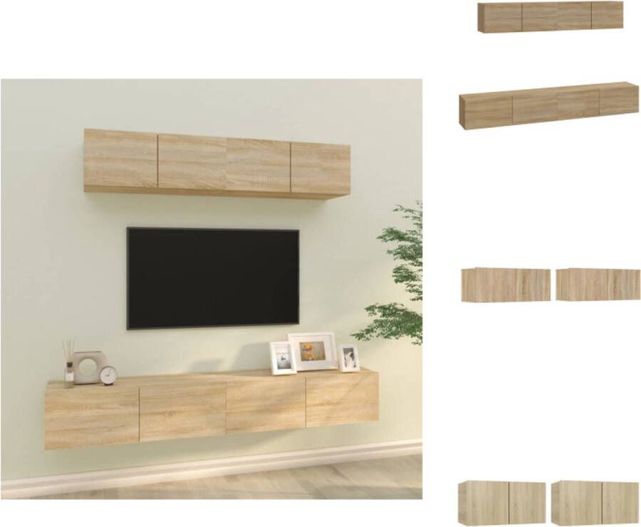 vidaXL TV-meubelset Sonoma Eiken 60x30x30cm 80x30x30cm Stevig en praktisch design Kast