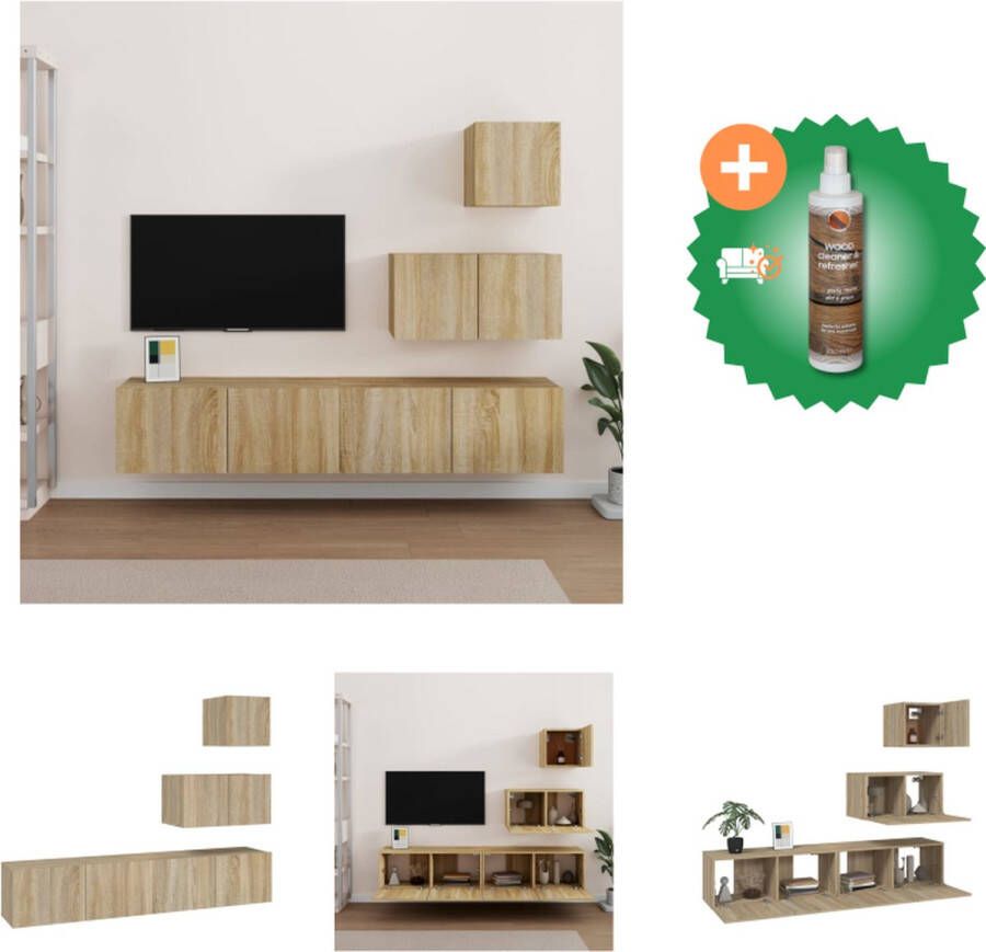VidaXL TV-meubelset Sonoma Eiken 30.5x30x30 80x30x30cm Duurzaam hout Praktische opbergruimte Wandmontage Kast Inclusief Houtreiniger en verfrisser - Foto 7