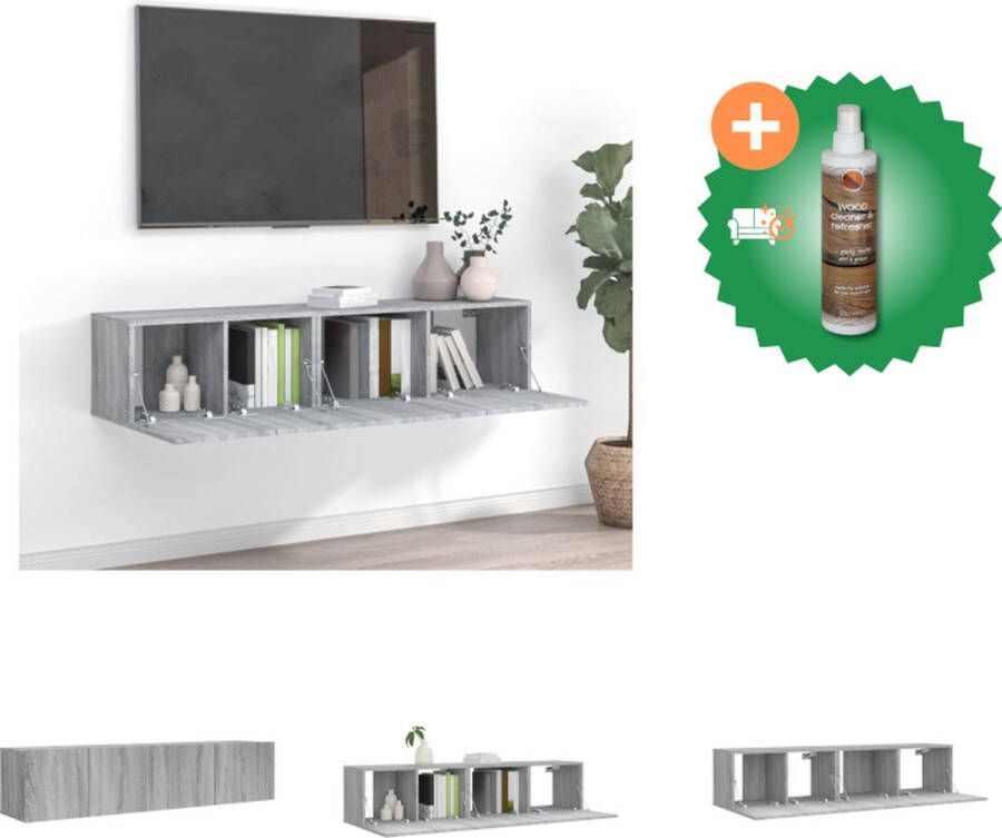VidaXL TV-meubelset Klassiek Wandgemonteerd Grijs Sonoma Eiken 57 x 34.5 x 40 cm 40 x 34.5 x 60 cm Hoogwaardig Materiaal Kast Inclusief Houtreiniger en verfrisser - Foto 2