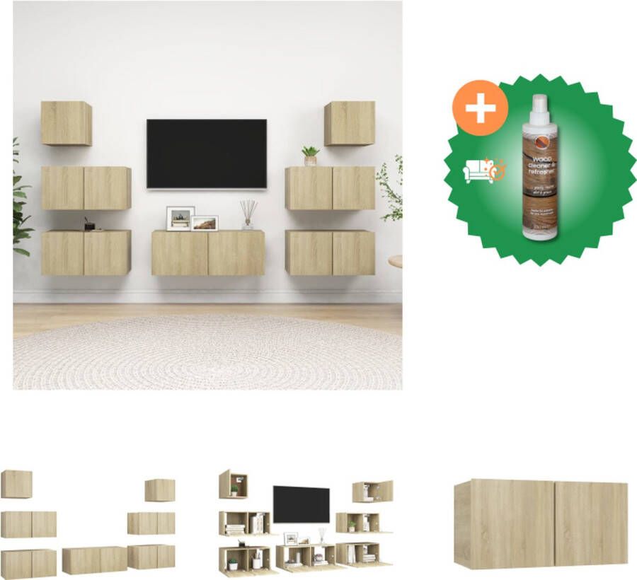 VidaXL TV-meubelset Sonoma Eiken Hangende spaanplaat meubelset met opbergvakken Reinigbaar Montage vereist Afmetingen- 60 x 30 x 30 cm 80 x 30 x 30 cm 30.5 x 30 x 30 cm Kast Inclusief Houtreiniger en verfrisser - Foto 5