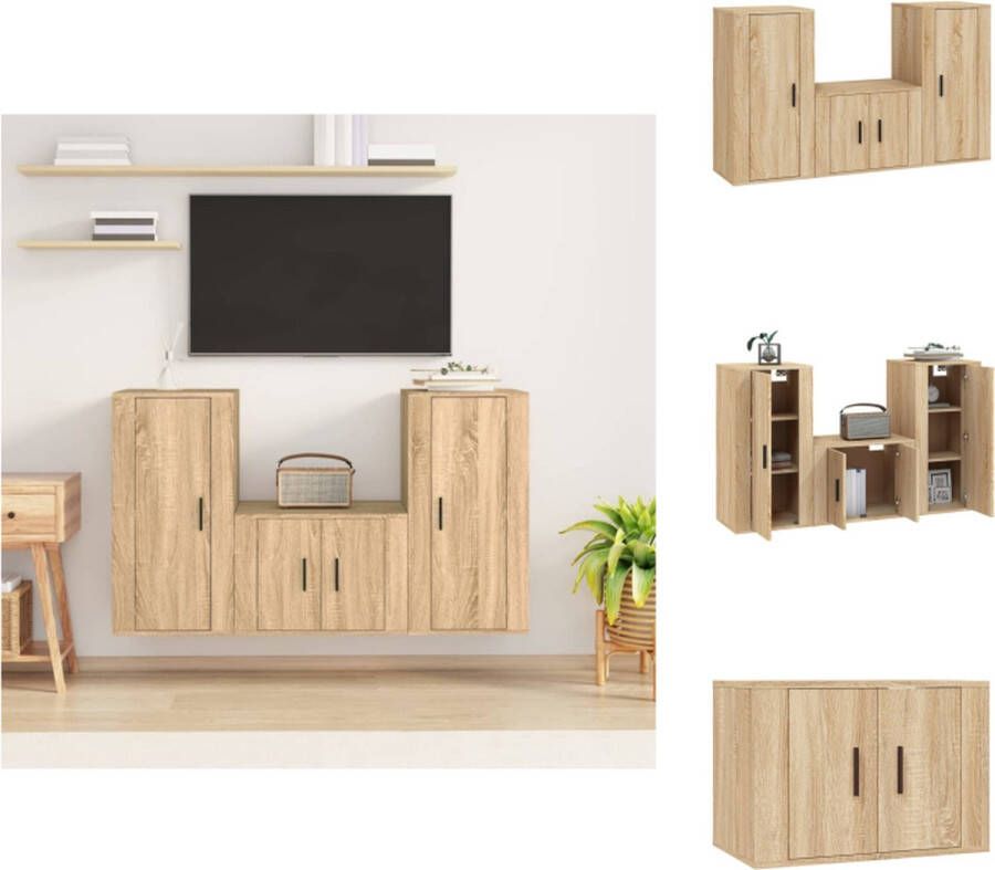 vidaXL TV-meubelset Sonoma eiken Klassiek design 1x 57x34.5x40 cm 2x 40x34.5x80 cm Kast