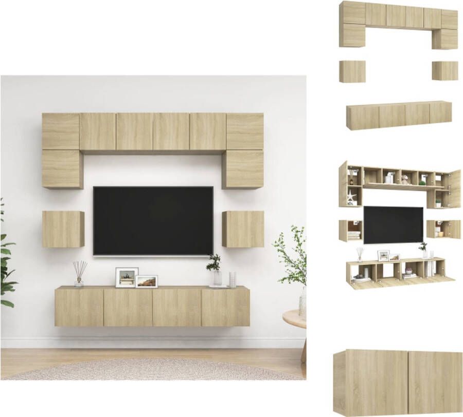 vidaXL TV-meubelset -televisiemeubel 80x30x30cm 60x30x30cm 30.5x30x30cm Sonoma eiken spaanplaat Montage vereist Kast