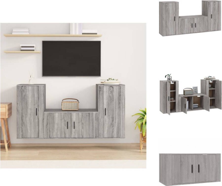 VidaXL TV-meubelset Trendy Grijs Sonoma Eiken 1x 80x34.5x40cm 2x 40x34.5x80cm Kast