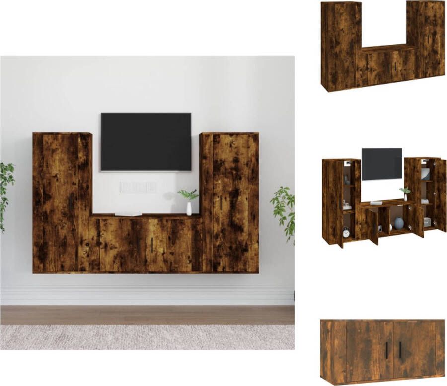 VidaXL Tv-kast Tv-kasten Tv-meubel Hifi-meubel 3-delige Tv-meubelset bewerkt hout gerookt eikenkleurig - Foto 2