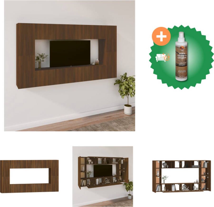 VidaXL Televisiemeubelset TV-meubel Bruineiken 80x30x30cm 4x 80x30x30cm 2x 30.5x30x90cm 2x 30.5x30x30cm Kast Inclusief Houtreiniger en verfrisser