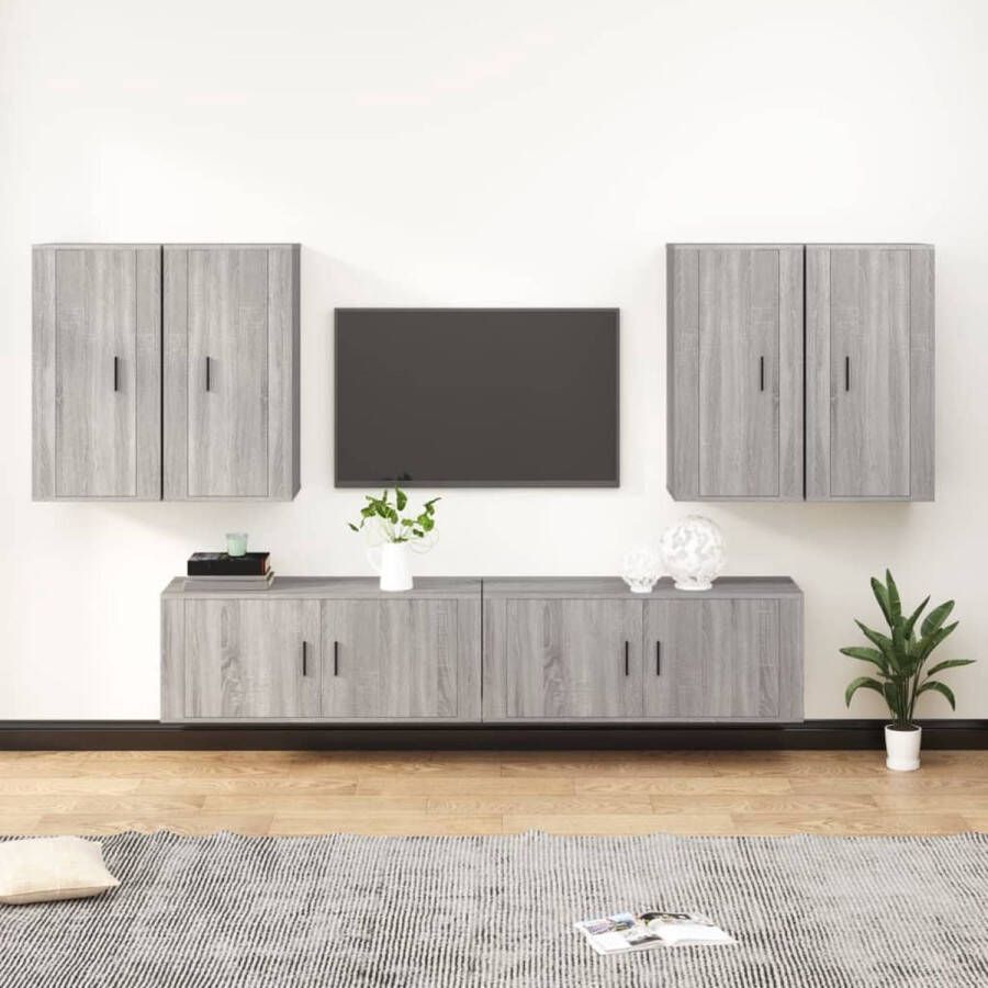 VidaXL TV-meubelset TV-meubel Grijs Sonoma eiken 100x34.5x40cm 2x + 40x34.5x80cm 4x Kast