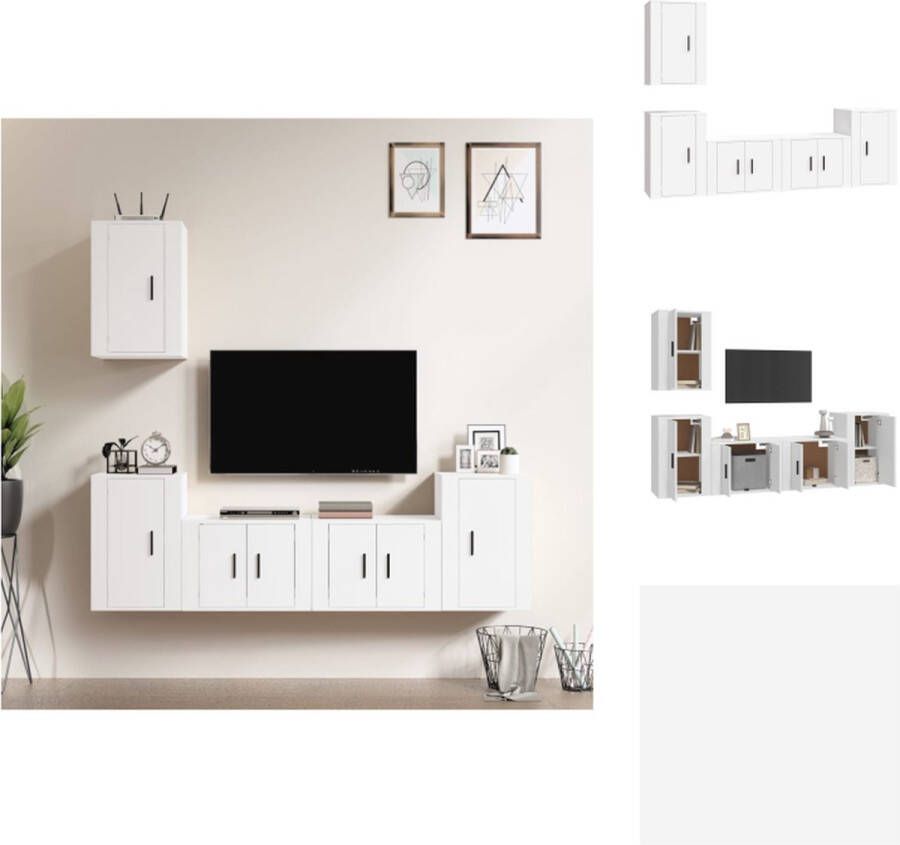 VidaXL TV-meubelset TV-meubel Wandgemonteerd Wit 2 x 57x34.5x40 cm 3 x 40x34.5x60 cm Kast