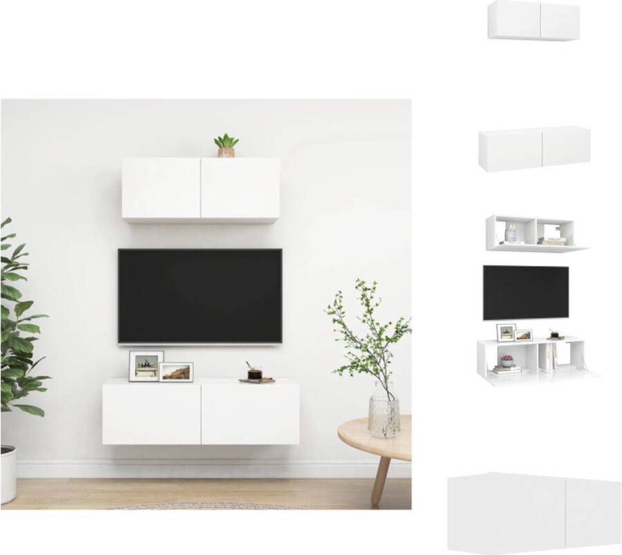 VidaXL Tv-kastenset Tv-kastensets Tv-kasten Tv-meubelset 2-delige Tv-meubelset bewerkt hout wit - Foto 2