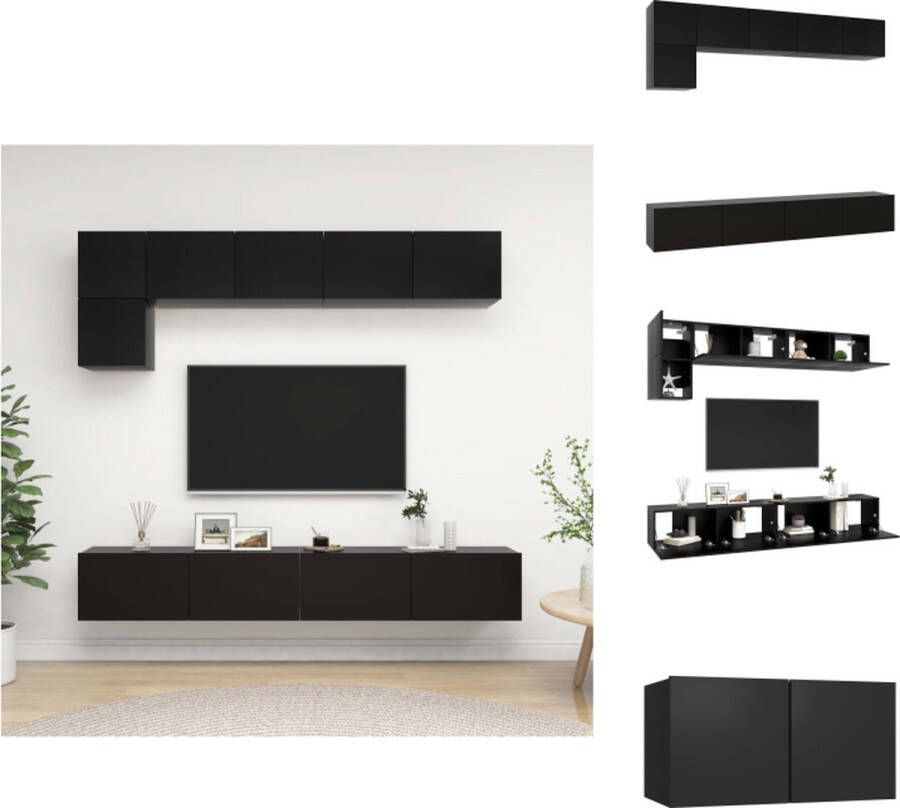 vidaXL TV Meubelset Wandbevestiging Zwart Spaanplaat 60x30x30 cm 80x30x30 cm 100x30x30 cm Kast