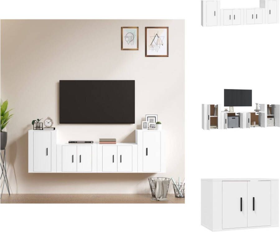 vidaXL TV-meubelset wit 2 x 57x34.5x40cm en 2 x 40x34.5x60cm Kast