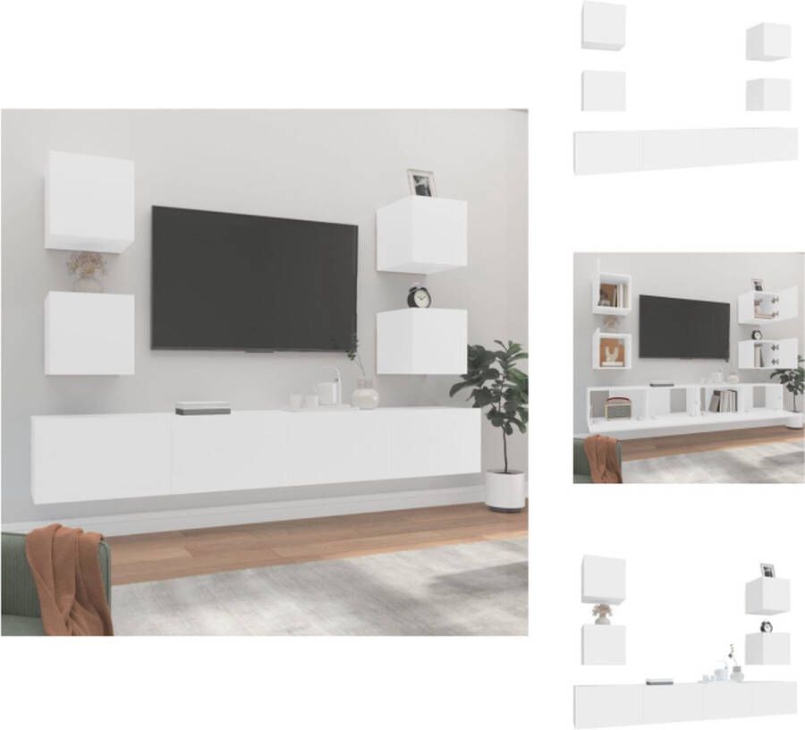 VidaXL Televisiemeubelset Klassiek Wit 6 stuks 80 x 30 x 30 cm en 30.5 x 30 x 30 cm Kast - Foto 7
