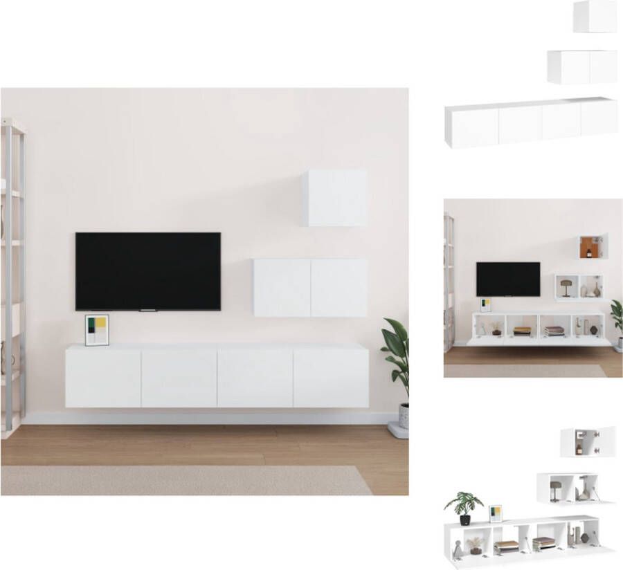 vidaXL TV-meubelset Wit 30.5 x 30 x 30 cm 60 x 30 x 30 cm 80 x 30 x 30 cm Kast