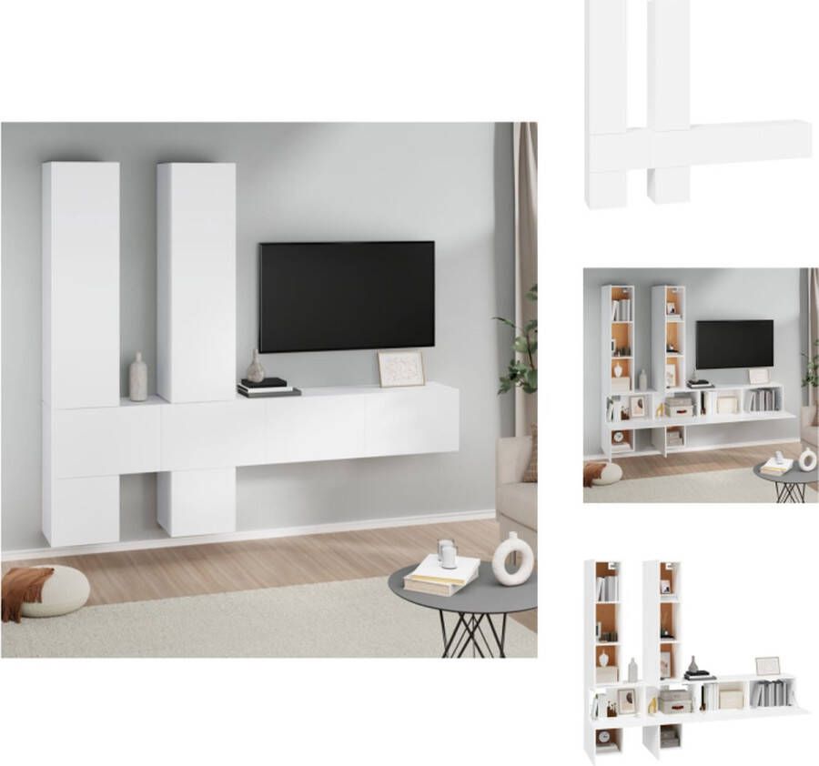 VidaXL TV-meubelset Wit 30.5 x 30 x 30 cm (S) 100 x 30 x 30 cm (M) 30.5 x 30 x 110 cm (L) Kast