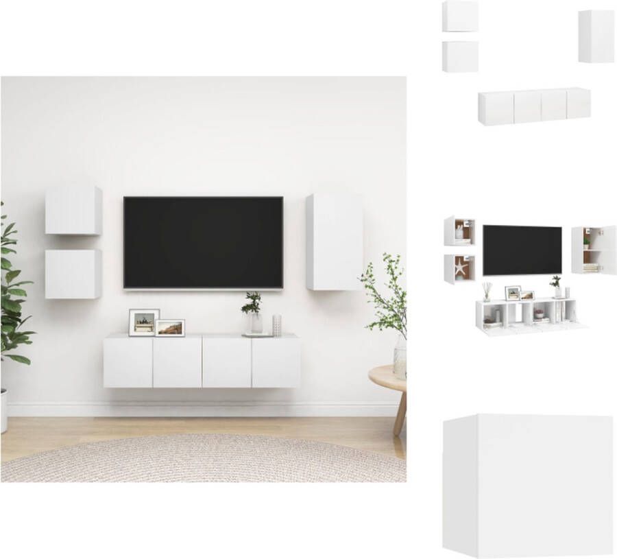 VidaXL TV-meubelset Wit Spaanplaat 1x 30.5x30x60cm 2x 60x30x30cm 2x 30.5x30x30cm Kast