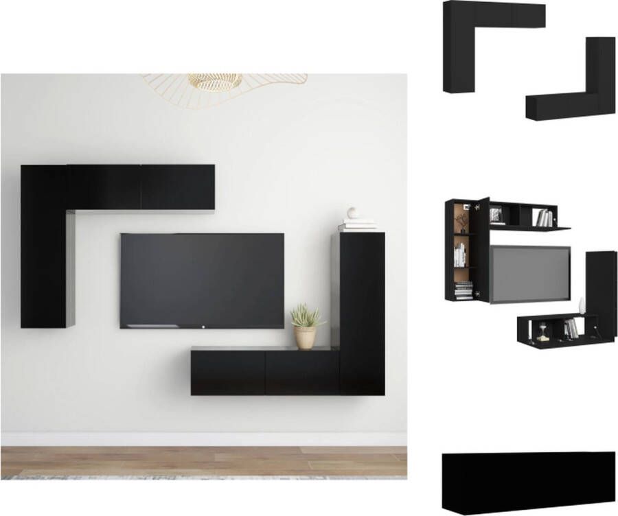 vidaXL TV-meubelset Zwart 30.5 x 30 x 110 cm 100 x 30 x 30 cm Kast