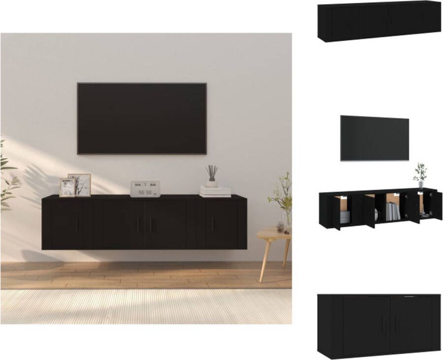 VidaXL Tv-meubelset Zwart 80x34.5x40 cm Klassieke ontwerp Praktisch design Kast