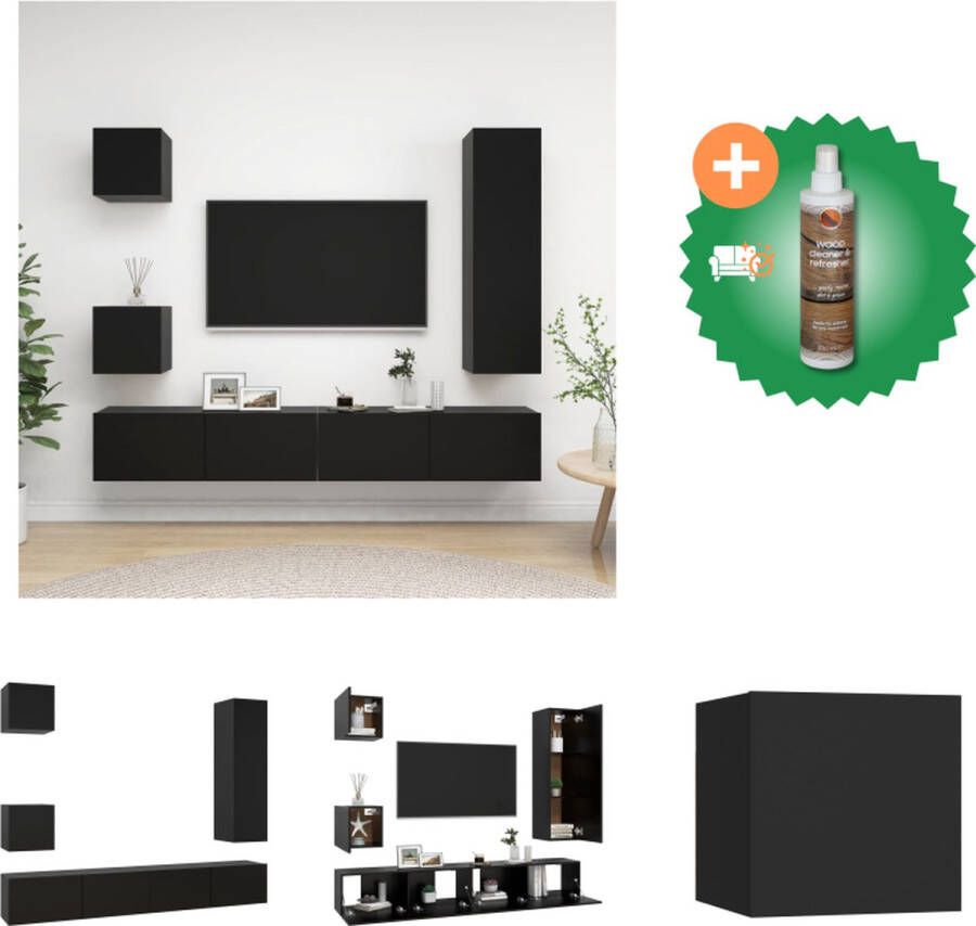 VidaXL Televisiemeubel Trendy Zwart 60 x 30 x 30 cm Wandmontage Opbergruimte voor boeken en dvds Kast Inclusief Houtreiniger en verfrisser