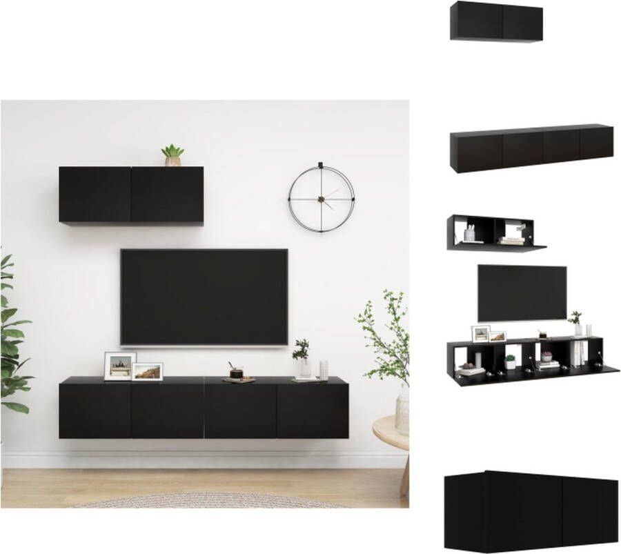 vidaXL TV-meubelset zwart spaanplaat 80 x 30 x 30 cm 3x tv-meubel Kast