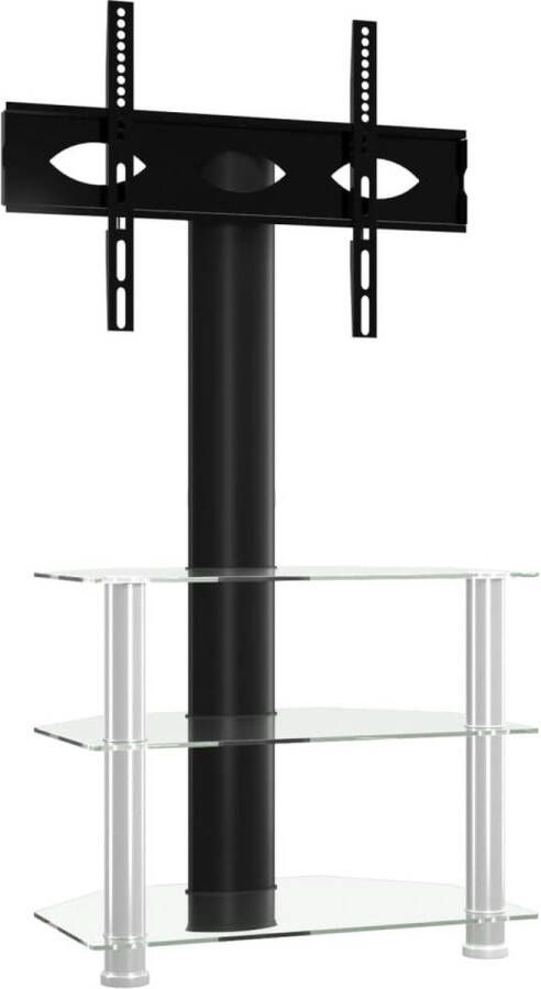 VidaXL Tv-standaard 3-laags 32-70 inch Zwart Zilver Hoekstandaard Tv Hoekstandaarden Tv-meubel Tv Kast - Foto 1