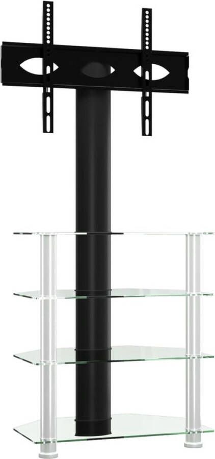 VidaXL Tv-standaard 4-laags 32-70 inch Zwart Zilver Hoekstandaard Tv Hoekstandaarden Tv-meubel Tv Kast