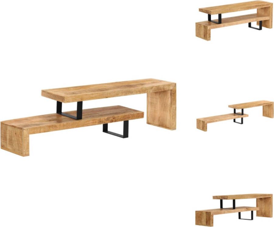 VidaXL TV-standaard Houten Meubel Afmetingen- 115 x 30 x 40 cm Gemaakt van massief mangohout Kast - Foto 3