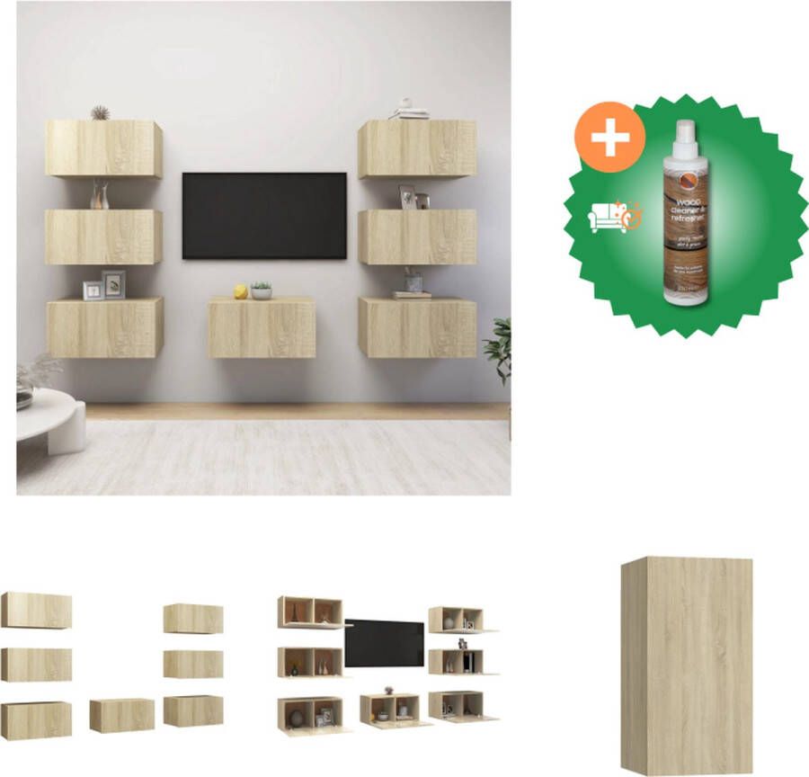 VidaXL Tv-meubelen 7 st 30-5x30x60 cm spaanplaat sonoma eikenkleurig Kast Inclusief Houtreiniger en verfrisser