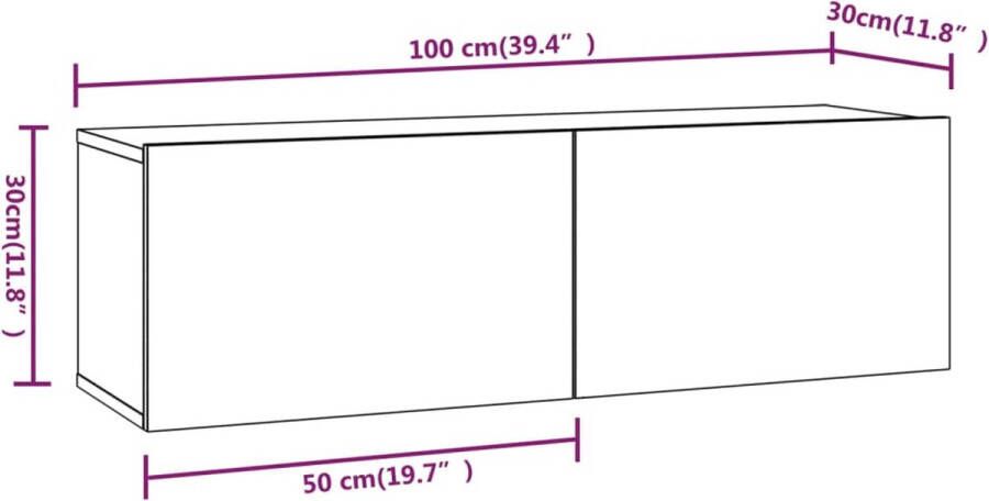 VidaXL -Tv-wandmeubel-100x30x30-cm-bewerkt-hout-bruineikenkleurig - Foto 3