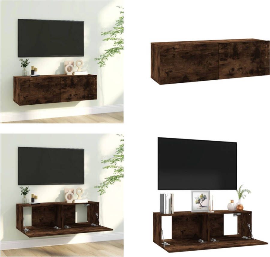 vidaXL Tv-wandmeubel 100x30x30 cm bewerkt hout gerookt eikenkleurig Tv-muurkast Tv-muurkasten Tv-steun Tv-meubel