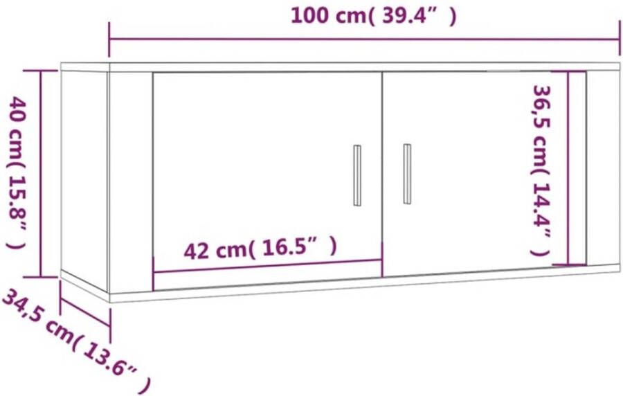 VidaXL -Tv-wandmeubel-100x34 5x40-cm-bruineikenkleurig - Foto 5