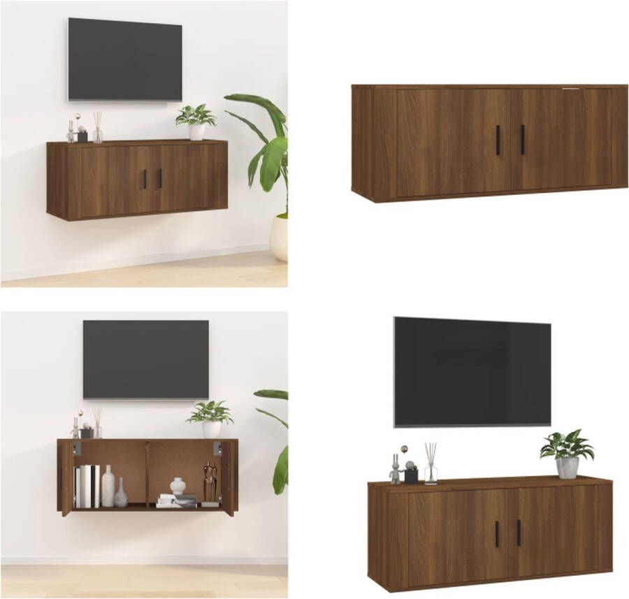 VidaXL Tv-wandmeubel 100x34-5x40 cm bruineikenkleurig Tv-kast Tv-kasten Tv-wandmeubel Televisiekast