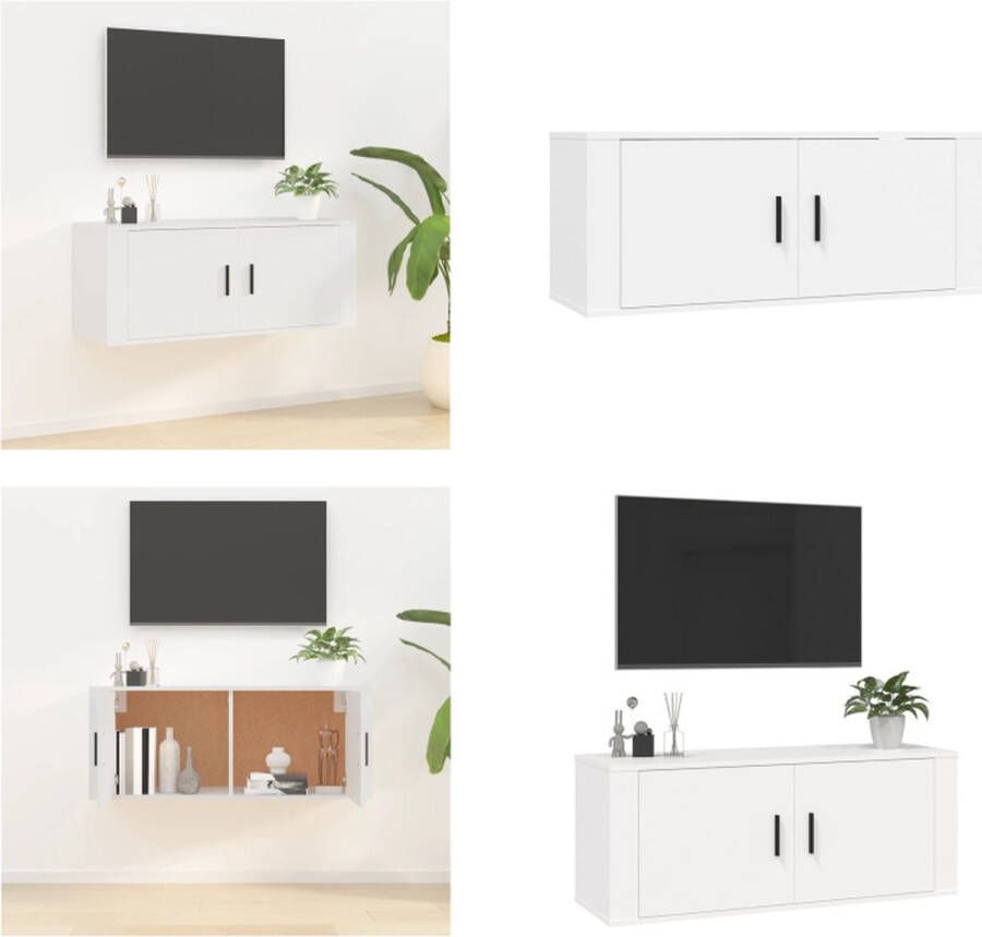 VidaXL Tv-wandmeubel 100x34-5x40 cm wit Tv-kast Tv-kasten Tv-wandmeubel Televisiekast