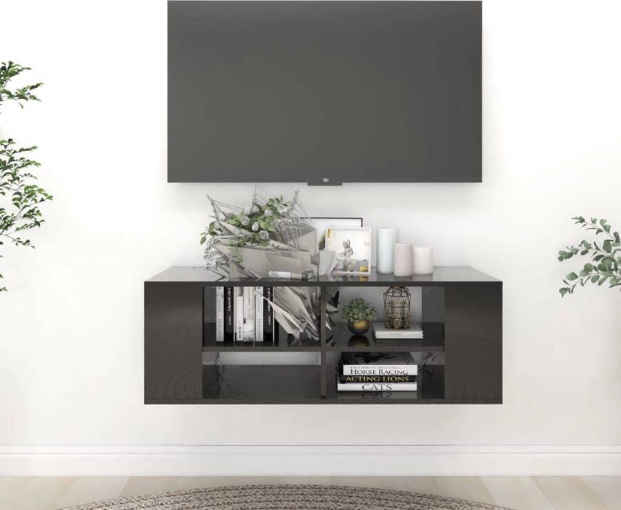VidaXL -Tv-wandmeubel-102x35x35-cm-bewerkt-hout-hoogglans-zwart