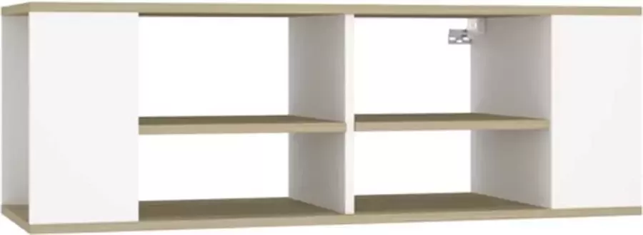 VIDAXL Tv-wandmeubel 102x35x35 cm bewerkt hout wit sonoma eikenkleurig - Foto 2