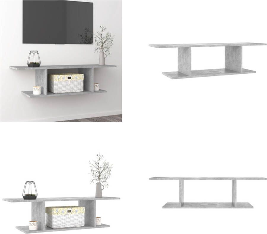 VidaXL Tv-wandmeubel 103x30x26-5 cm betongrijs Tv-kast Tv-kasten Televisiekast Televisiekasten