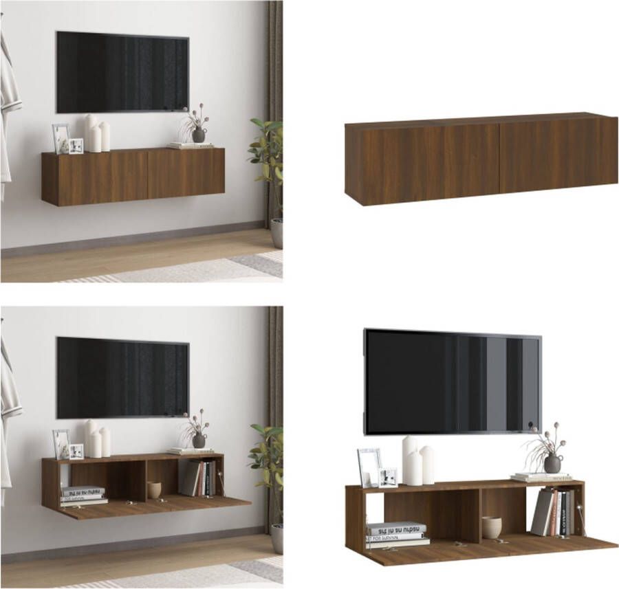 VidaXL Tv-wandmeubel 120x30x30 cm bewerkt hout bruineikenkleurig Tv-muurkast Tv-muurkasten Tv-steun Tv-meubel