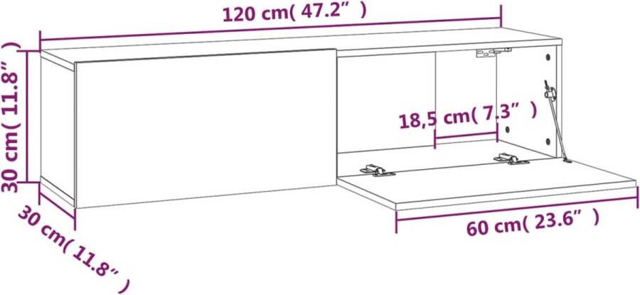 VidaXL -Tv-wandmeubel-120x30x30-cm-bewerkt-hout-gerookt-eikenkleurig - Foto 3