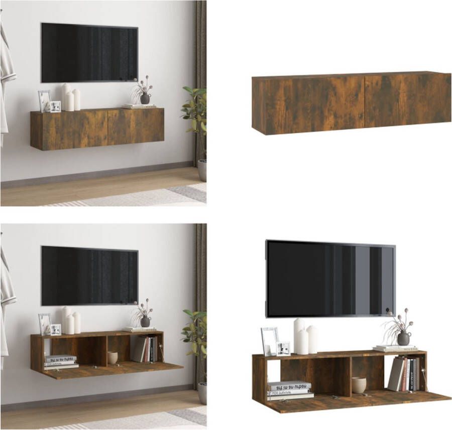 VidaXL Tv-wandmeubel 120x30x30 cm bewerkt hout gerookt eikenkleurig Tv-muurkast Tv-muurkasten Tv-steun Tv-meubel