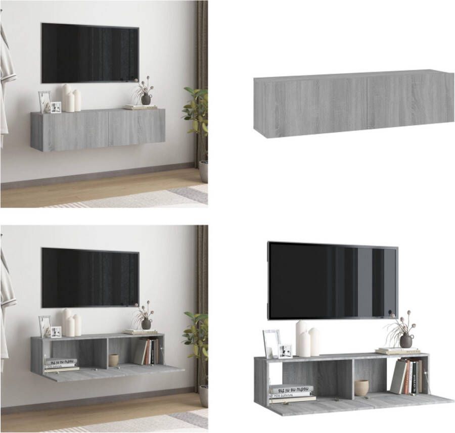 VidaXL Tv-wandmeubel 120x30x30 cm bewerkt hout grijs sonoma eiken Tv-muurkast Tv-muurkasten Tv-steun Tv-meubel