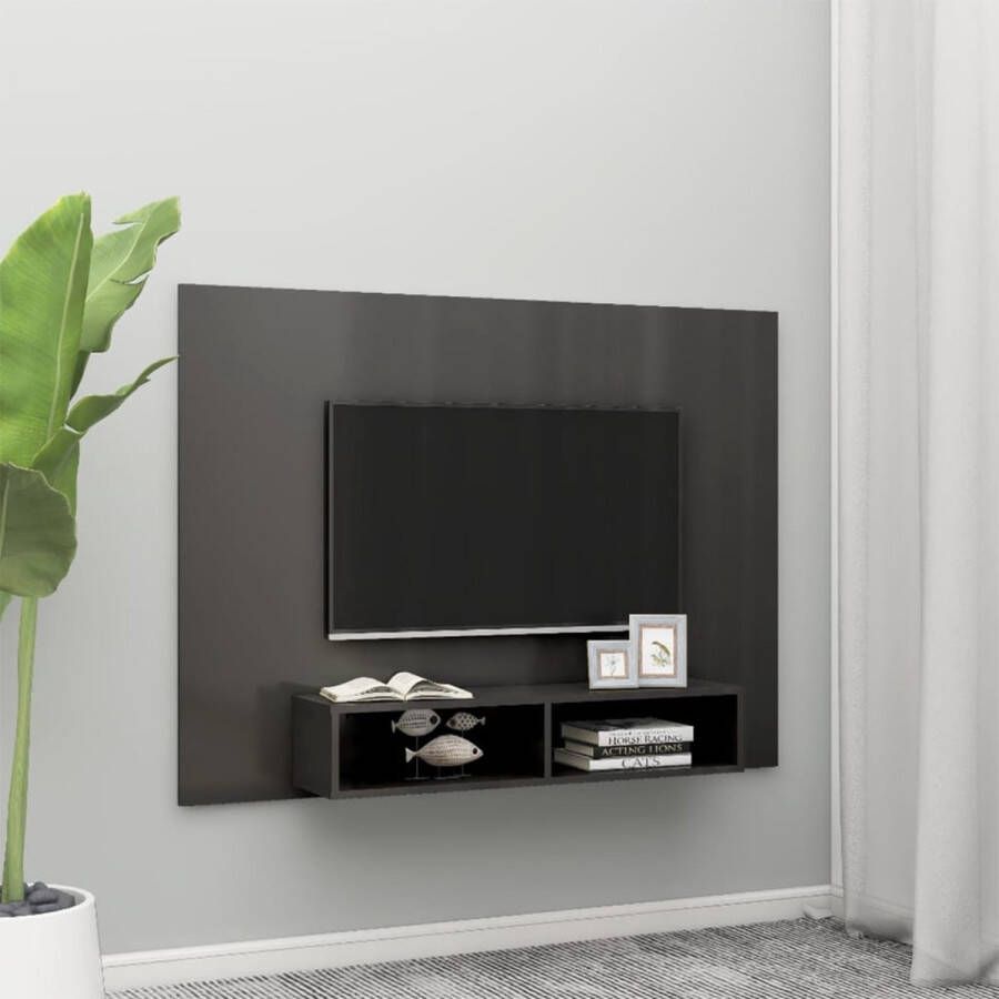 VidaXL -Tv-wandmeubel-135x23 5x90-cm-spaanplaat-hoogglans-grijs