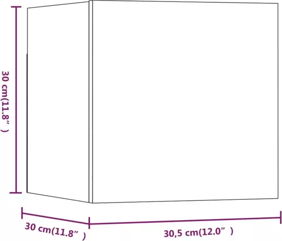 VidaXL -Tv-wandmeubel-30 5x30x30-cm-bruineikenkleurig - Foto 4
